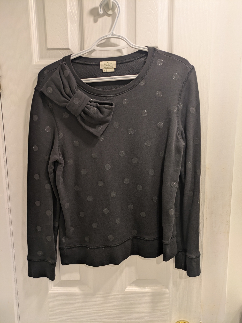 kate spade black polka dot bow-shoulder sweatshirt